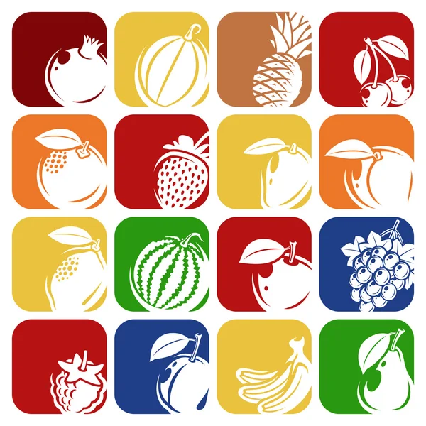 Colección de frutas set. Ilustración vectorial — Vector de stock