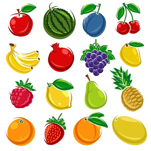 Kolekcja zbioru owoców. Ilustracja wektorowa — Wektor stockowy