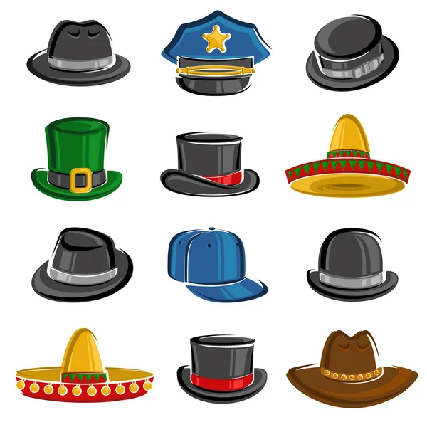 Conjunto de colección sombreros. Vector — Archivo Imágenes Vectoriales