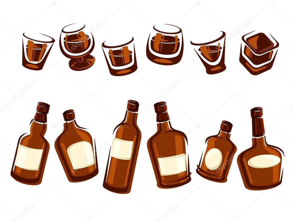 Whiskey bottle and glass set. Vector Stock Vector by ©Vasilev_Ki 117488754