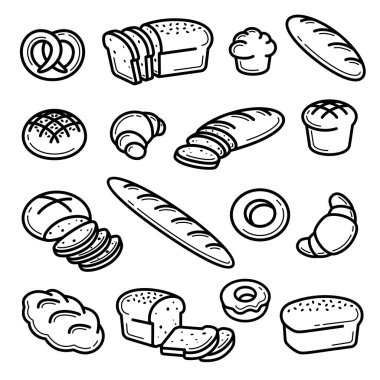 Ekmek takımı. Ekmek ikonu koleksiyonu. Vektör