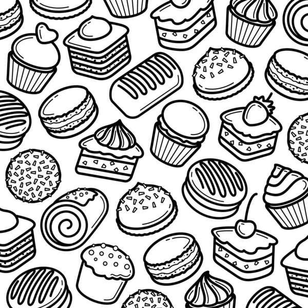 Cake Pattern Background Set Collection Icon Cake Vector — Stock Vector