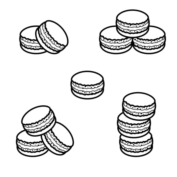 Macaroon Set Collection Icon Macaroon Vector — Stock Vector