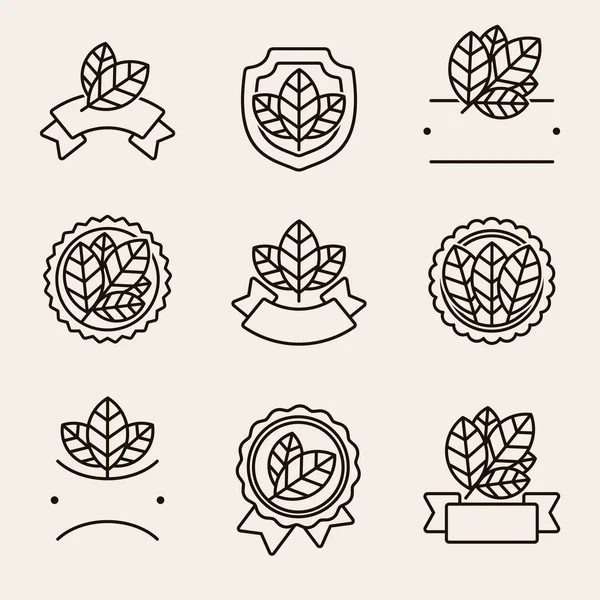 Tobacco Leaf Label Icons Set Collection Icon Tobacco Vector — Stock Vector