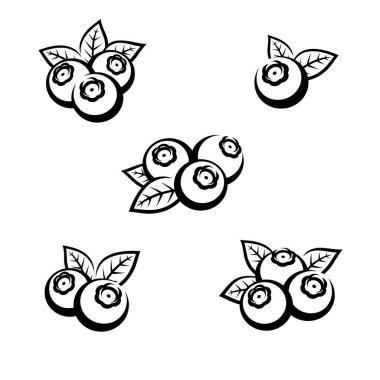 Yabanmersini seti. Koleksiyon ikonu yaban mersini. Vektör illüstrasyonu