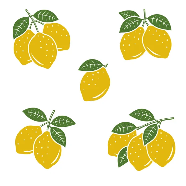 Limon Takımı Koleksiyon Ikonu Limonları Vektör Illüstrasyonu — Stok Vektör