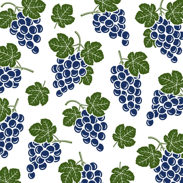 Druiven Patroon Achtergrond Set Verzamel Pictogrammen Druiven Vector — Stockvector