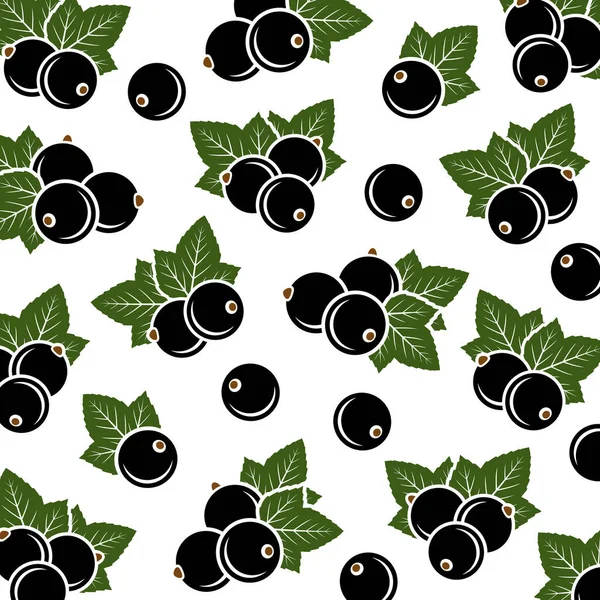 Conjunto Fondo Patrón Grosella Negra Colección Iconos Grosella Negra Ilustración — Vector de stock