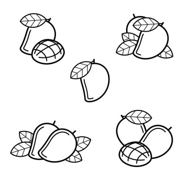 Mango takımı. Koleksiyon ikonu mangosu. Vektör illüstrasyonu