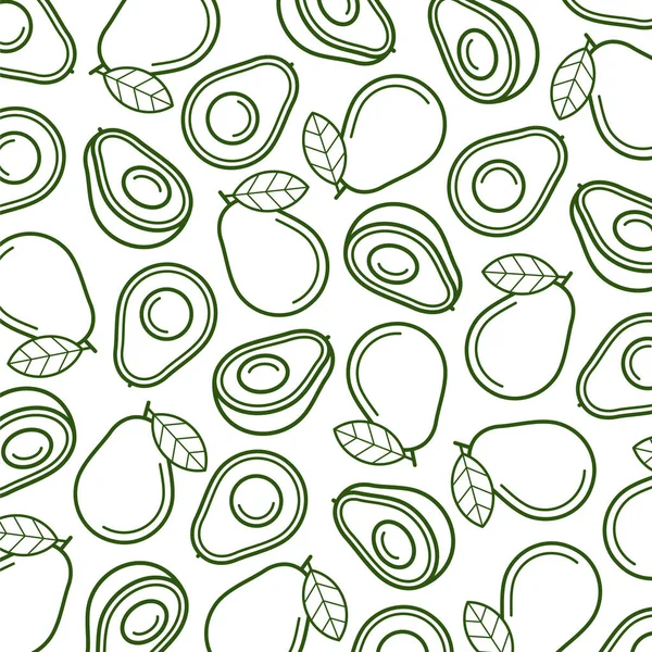 Avocado Patroon Achtergrond Set Collectie Iconen Avocado Vectorillustratie — Stockvector