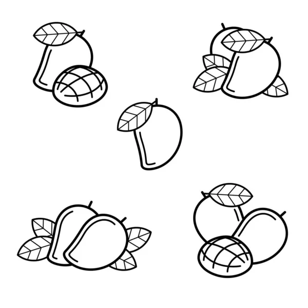 芒果集合 收集图标芒果 矢量说明 — 图库矢量图片