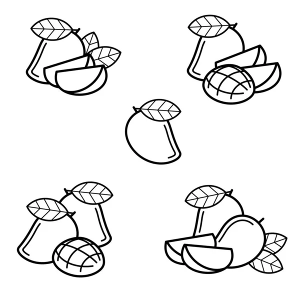 Набір Манго Колекція Значка Манго Векторні Ілюстрації — стоковий вектор