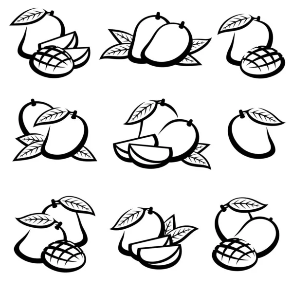 Conjunto Mango Icono Colección Mango Ilustración Vectorial — Archivo Imágenes Vectoriales