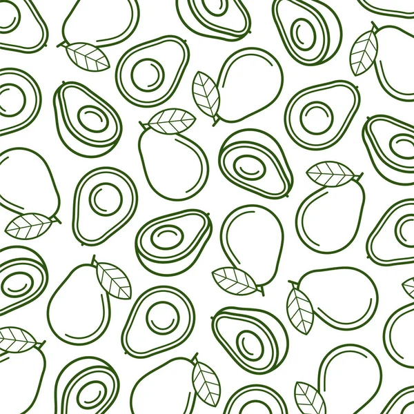 Avocado Patroon Achtergrond Set Collectie Iconen Avocado Vectorillustratie Stockvector