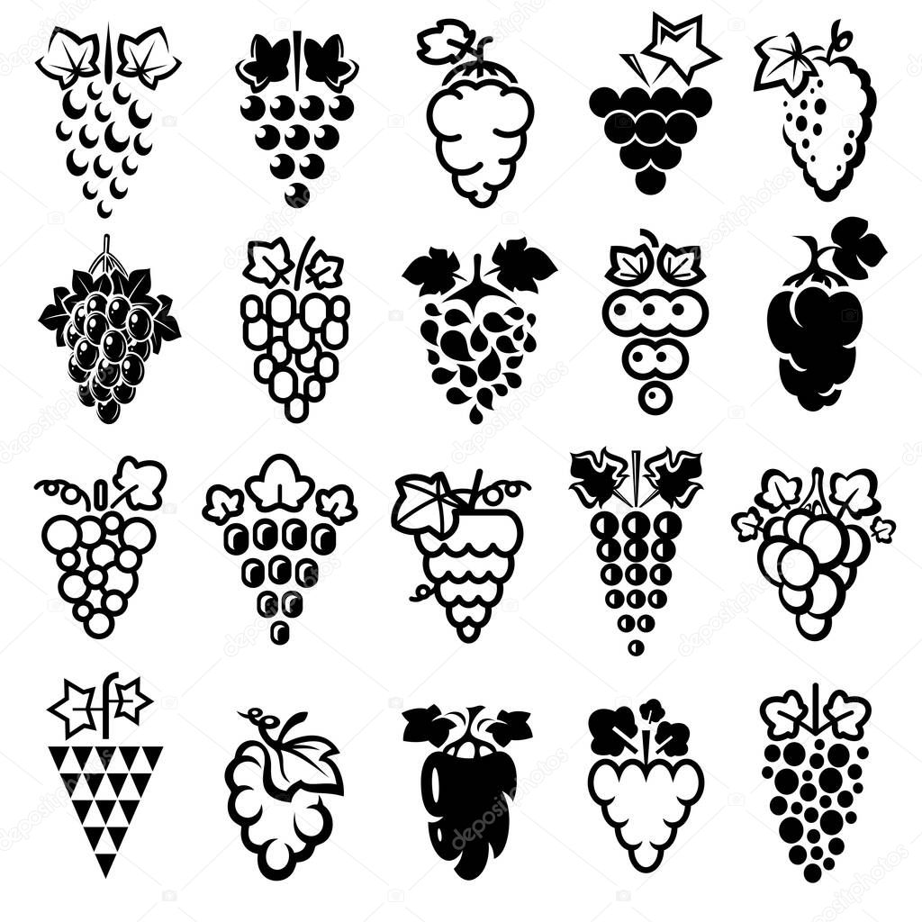 Grapes set. Collection icons grapes. Vector illustration