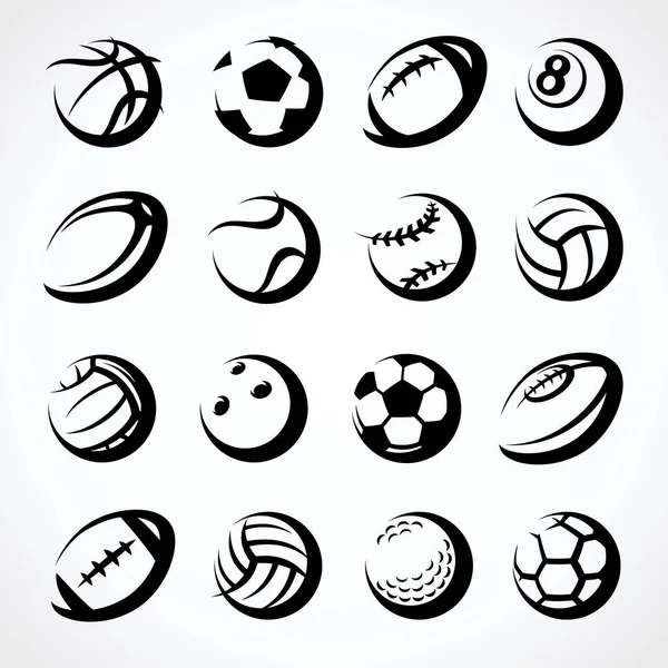 Bolas Desportivas Definidas Coleção Ícones Bolas Desportivas Ilustração Vetorial — Vetor de Stock