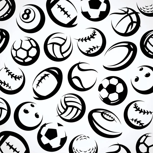 スポーツボールパターンの背景セット コレクションアイコンスポーツボール ベクターイラスト — ストックベクタ