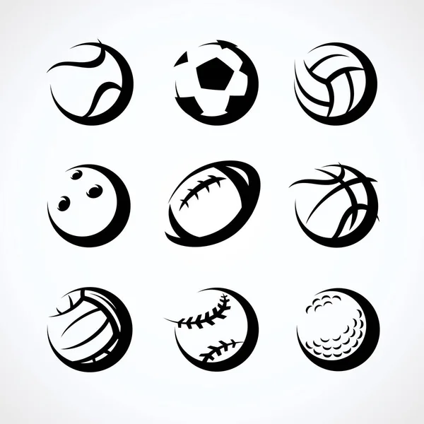 Juego Bolas Deportivas Colección Iconos Las Pelotas Deportivas Ilustración Vectorial — Archivo Imágenes Vectoriales