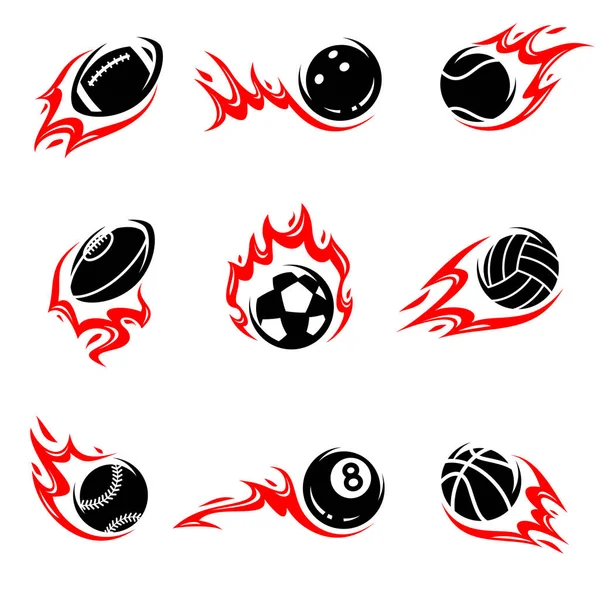 Bolas Desportivas Definidas Coleção Ícones Bolas Desportivas Ilustração Vetorial — Vetor de Stock