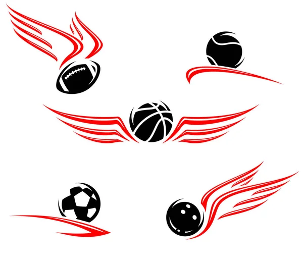 Juego Bolas Deportivas Colección Iconos Las Pelotas Deportivas Ilustración Vectorial — Archivo Imágenes Vectoriales