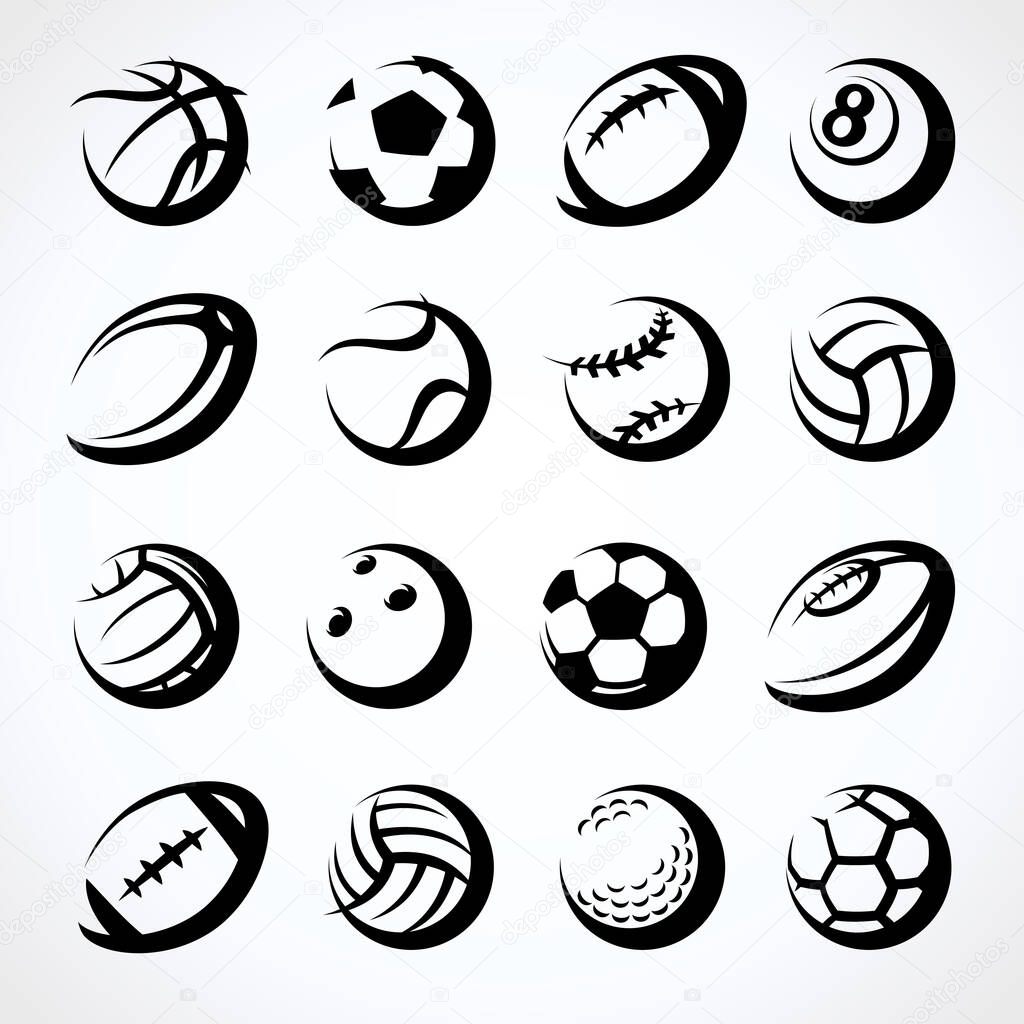 Sport balls set. Collection icons sport balls. Vector illustration