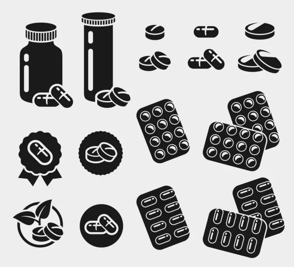 Medicamentos, botones, pastillas — Vector de stock