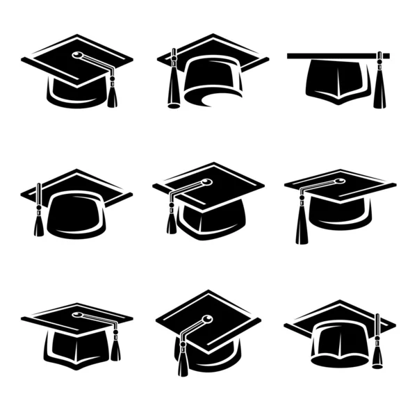 Graduation cap set — Stock Vector
