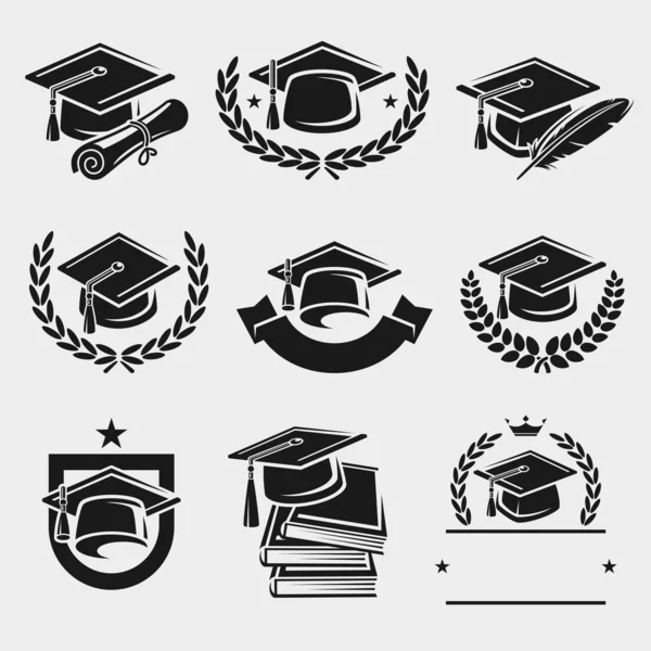 Graduation cap labels set — Stock Vector