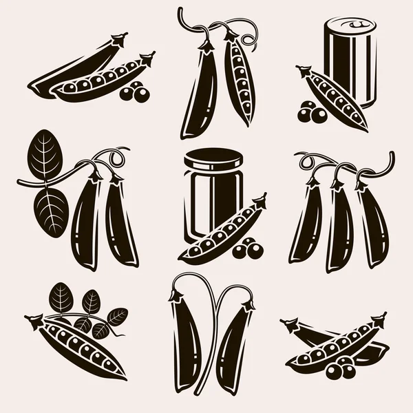 Peas set. — Stock Vector