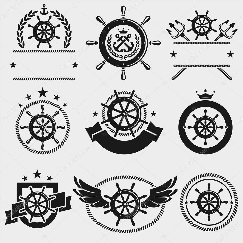 Ship steering wheel set.