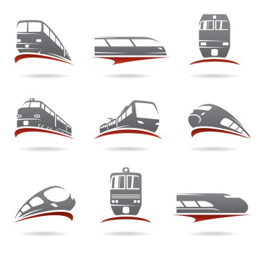 Gri ve kırmızı tren seti.