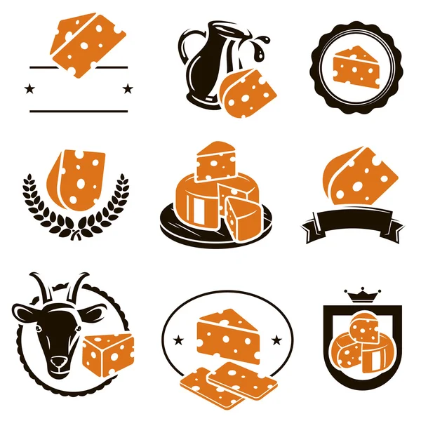 Cheese labels collection set — Stock Vector