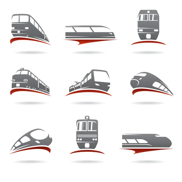 Conjunto de trenes gris y rojo . — Vector de stock