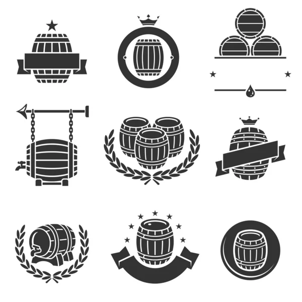 Barrels label collection set. — Stock Vector