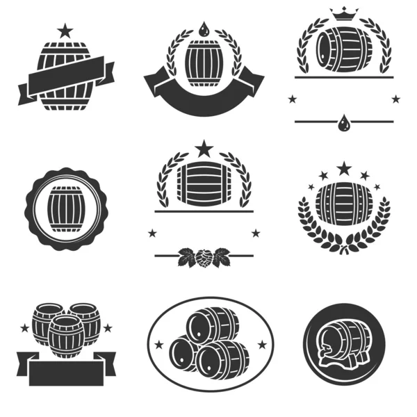 Barrels label collection set. — Stock Vector