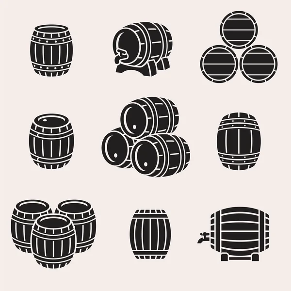 Conjunto de barriles negros — Vector de stock