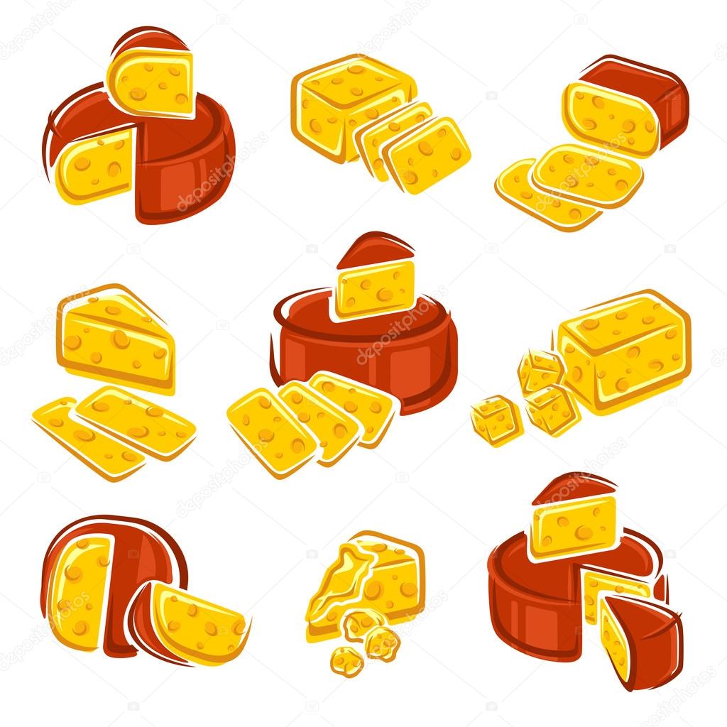 Different kinds of cheese set