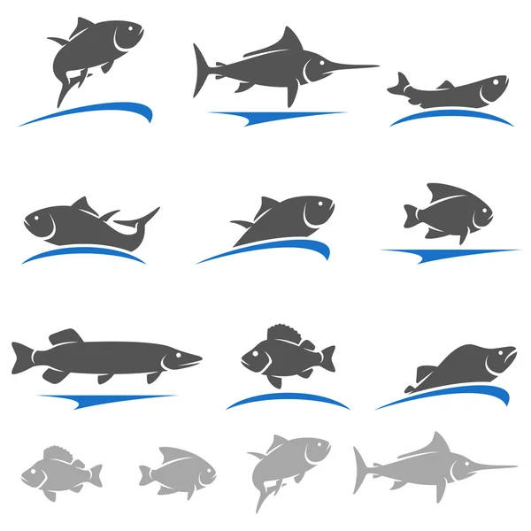 Set of fish icons — Stock Vector