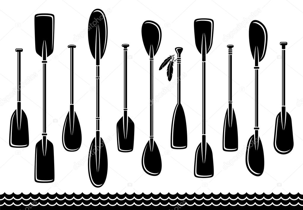 Paddles set in row