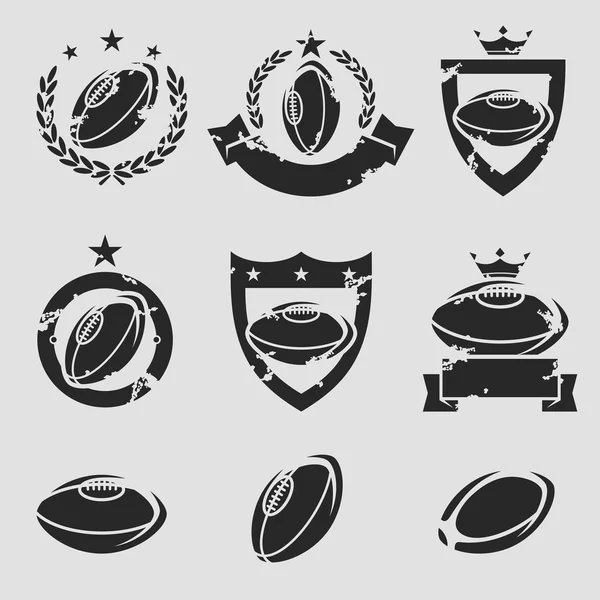 Conjunto de etiquetas e iconos de rugby — Vector de stock