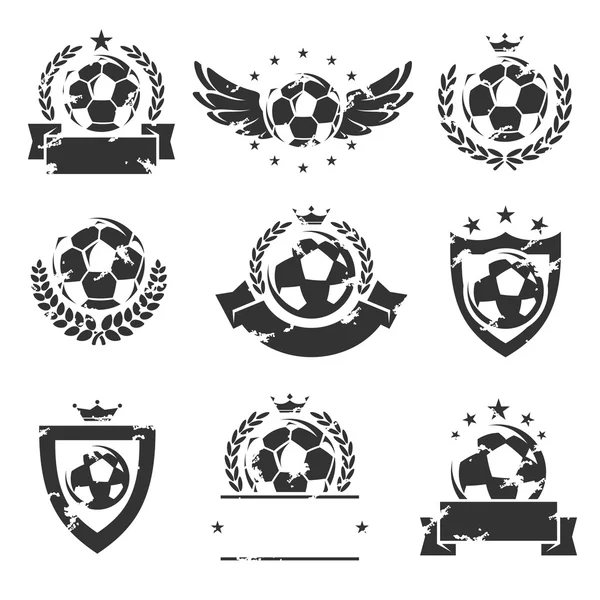 Voetbal en voetbal labels en pictogrammen instellen — Stockvector