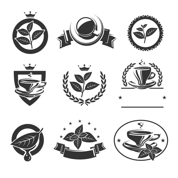 Set de etiquetas e iconos de té . — Archivo Imágenes Vectoriales