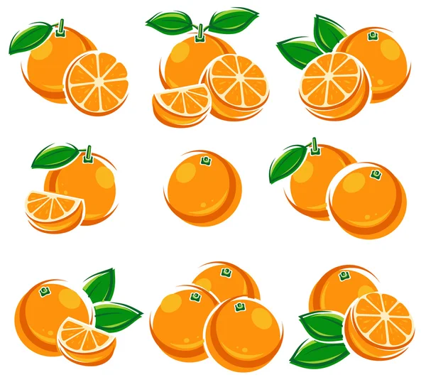 Set de naranjas brillantes — Vector de stock