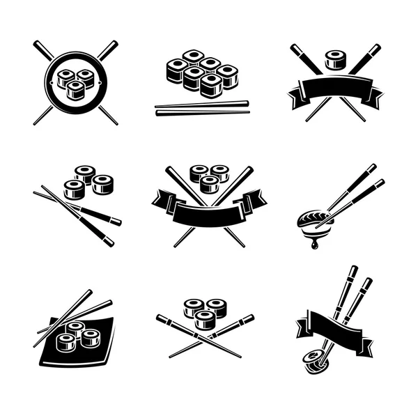 Sushi etiketter och element som. — Stock vektor