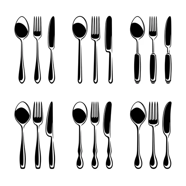 Set cutlery hitam - Stok Vektor