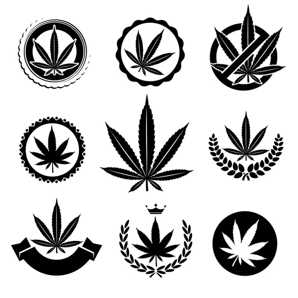 Black cannabis, marijuana set — Stock Vector