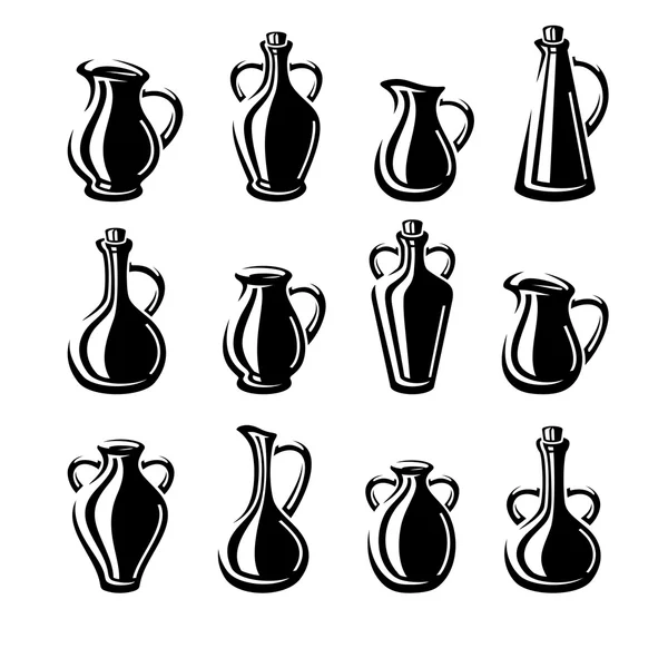 Black Jugs set — Stock Vector