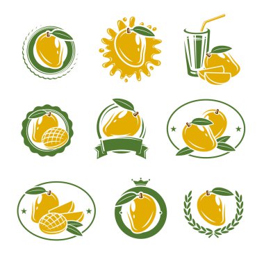 Mango etiketleri ve öğeleri kümesi