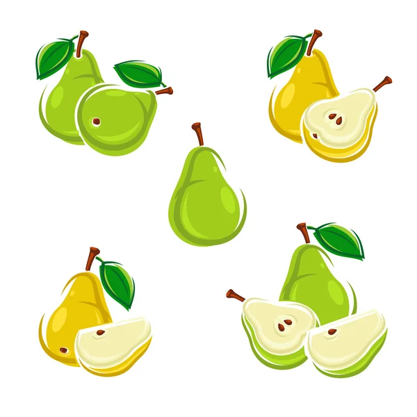Ripe pears set — Stock Vector