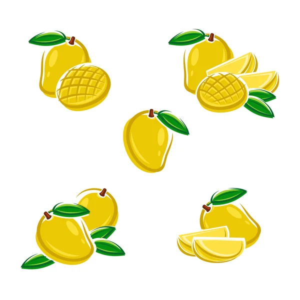 Ensemble de mangue sur blanc — Image vectorielle